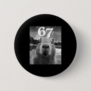 Capybara Selfie With 67 Meme Capy Graphic For Men Button