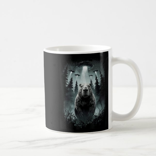 Capybara Selfie With Alien Ufo Funny Capybara Gift Coffee Mug (Right)