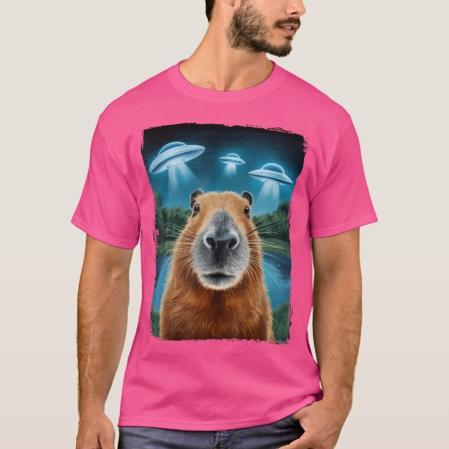 Capybara Selfie With Ufos T-Shirt (Front)