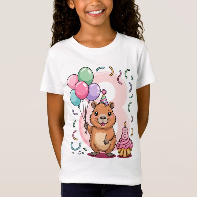 Capybara Shirt for Girls 8 Birthday Party Fun (Front)