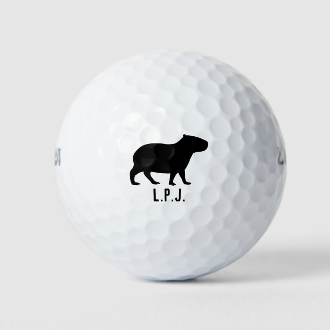 Capybara Silhouette Custom Name Golf Balls (Front)