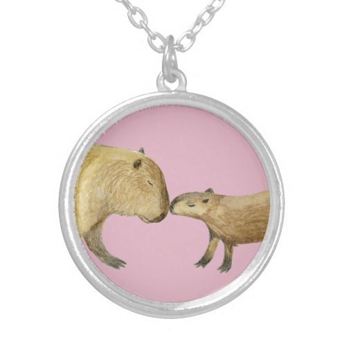 Capybara Silver Plated Necklace