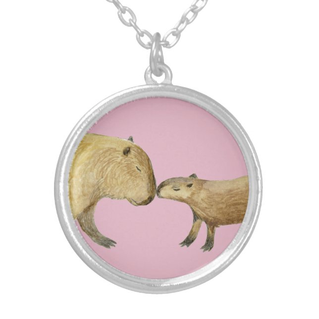 Capybara Silver Plated Necklace (Front)