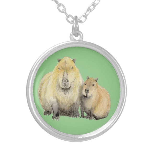 Capybara Silver Plated Necklace (Front)