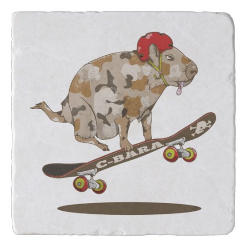 Capybara Skateboard ollie Trivet