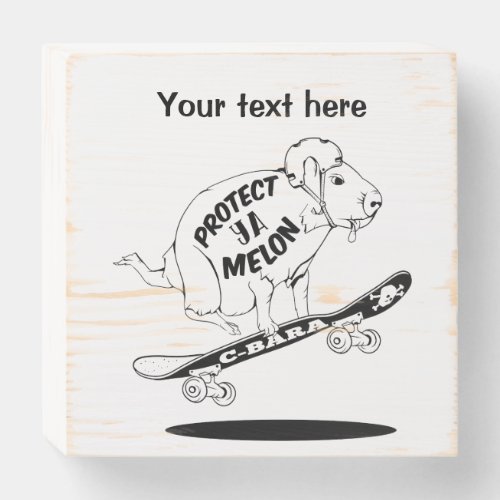 Capybara Skateboard Ollie Wooden Box Sign