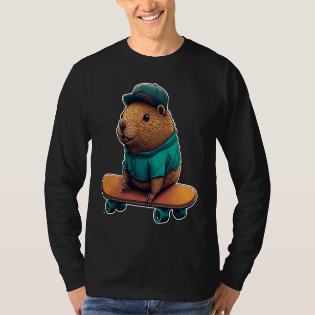Capybara Skater Grind Ollie and Rep your love for  T-Shirt (Front)