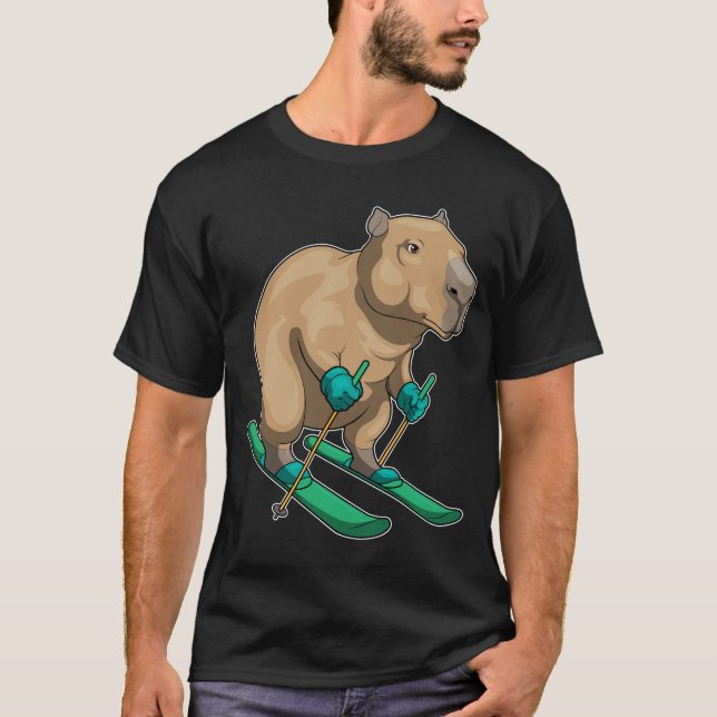Capybara Skier Ski Winter sports T-Shirt (Front)