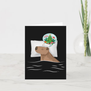 Capybara Sleep Night Xmas Rodent Christmas Dream C Card