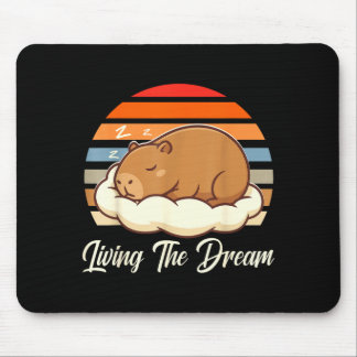 Capybara sleepybara living the dream retro vintage mouse pad
