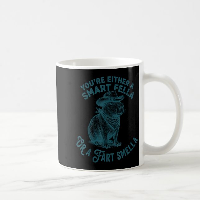 Capybara Smart Fella Fart Smella Funny Cowboy Humo Coffee Mug (Right)