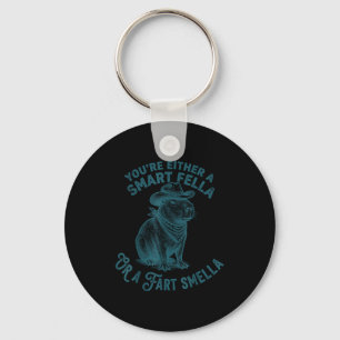 Capybara Smart Fella Fart Smella Funny Cowboy Humo Keychain