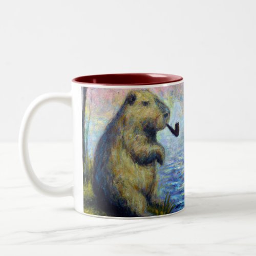 Capybara Smoking a Pipe Two_Tone Coffee Mug