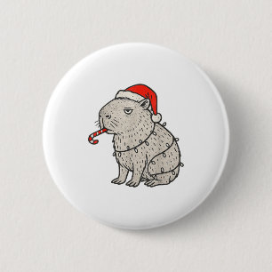 Capybara Smoking Christmas Ugly Cigarette Gen Z  Button