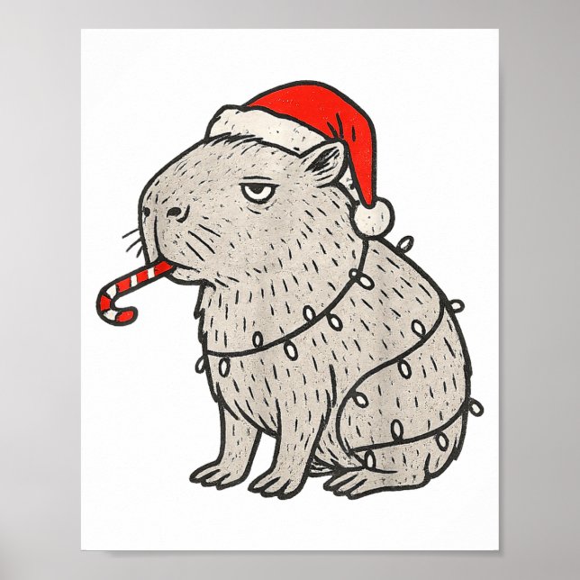 Capybara Smoking Christmas Ugly Cigarette Gen Z  Poster (Front)