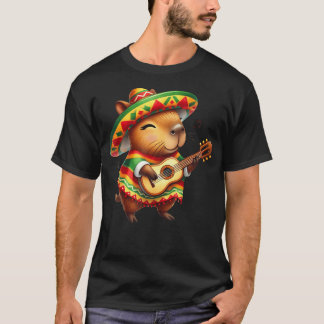 Capybara Sombrero Guitar Cinco De Mayo Mexican Kid T-Shirt