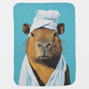 Capybara Spa Day Baby Blanket