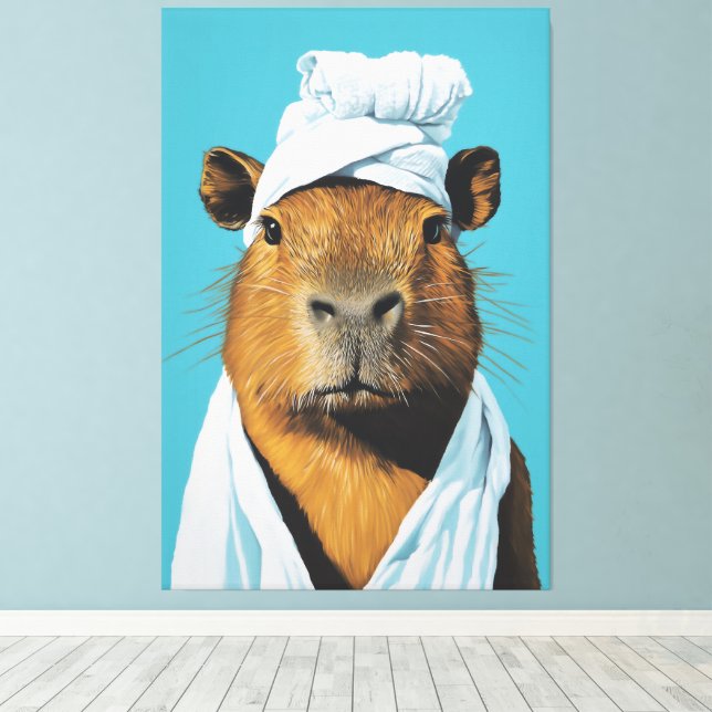 Capybara Spa Day Canvas Print (Insitu(Wood Floor))