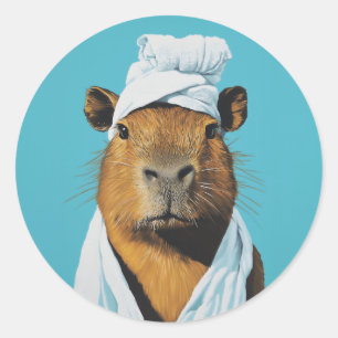 Capybara Spa Day Classic Round Sticker