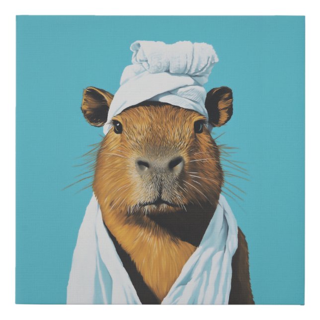 Capybara Spa Day Faux Canvas Print (Front)