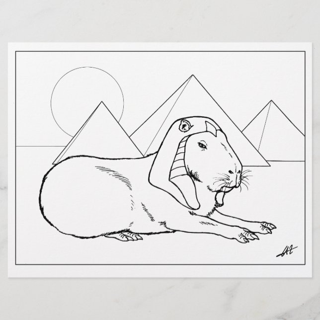 Capybara Sphinx - Coloring Page. (Front)
