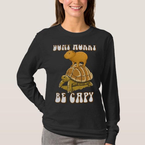 Capybara standing on turtle I Be Capy T_Shirt