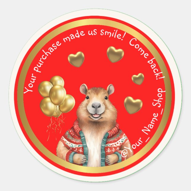 CAPYBARA STYLE  !  Your Brand Deserves a Capybara! Classic Round Sticker (Front)