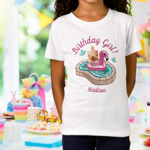 Capybara Summer Pool Party Birthday Girl T-Shirt
