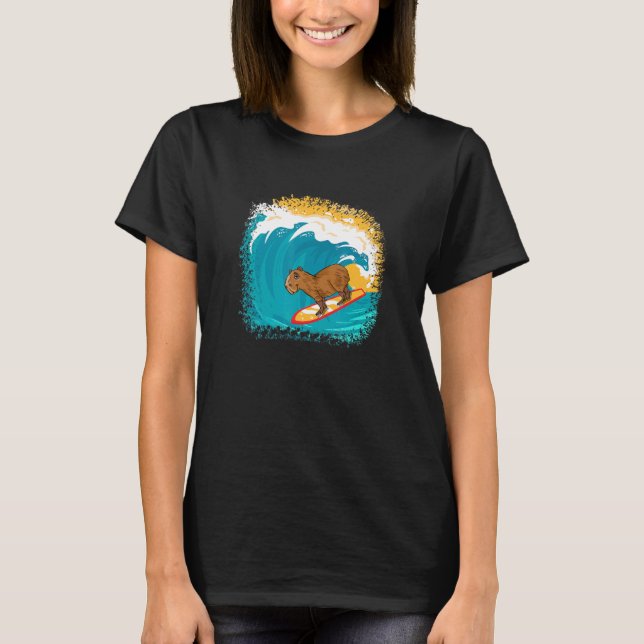 Capybara Surfing Boys Men Cute Animal Capybara Sur T-Shirt (Front)
