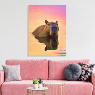 Capybara Swimming in The Lake
