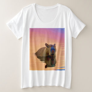 Capybara Swimming in The Lake Plus Size T-Shirt