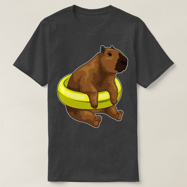 Capybara Swimming Lifebuoy T-Shirt (Design Front)