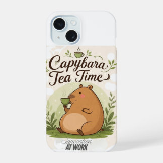 Capybara Tea Time | Cute Capybara Drinking Tea Fun iPhone 15 Case