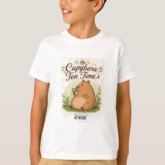 Capybara Tea Time | Cute Capybara Drinking Tea Fun T-Shirt