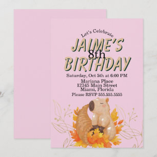 Capybara Thanksgiving Birthday Party Invitation