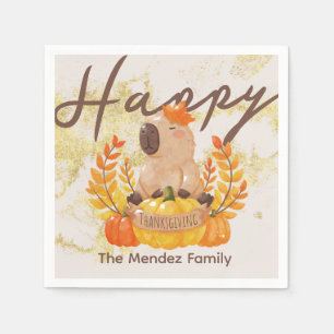 Capybara Thanksgiving Family Dinner Turkey Napkins