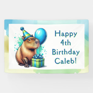 Capybara Themed Boy's Birthday Party Personalized Banner