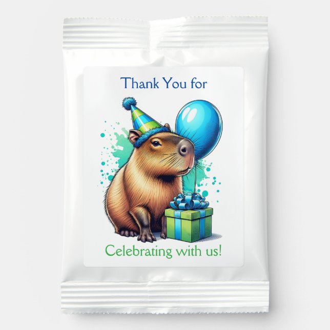  Capybara Themed Boy's Birthday Party Thank You Lemonade Drink Mix (Front)