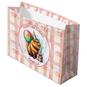 Capybara themed Girl's Birthday Party Large Gift Bag