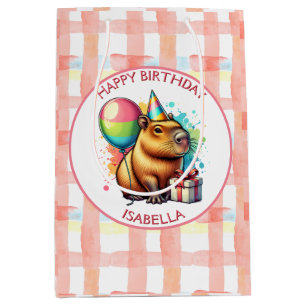 Capybara themed Girl's Birthday Party Medium Gift Bag