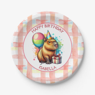 Capybara themed Girl's Birthday Party Paper Plates