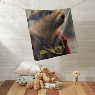 "Capybara to the Rescue: Firefighter Extraordinair Baby Blanket