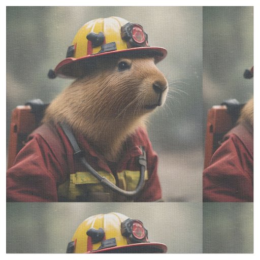 "Capybara to the Rescue: Firefighter Extraordinair Fabric