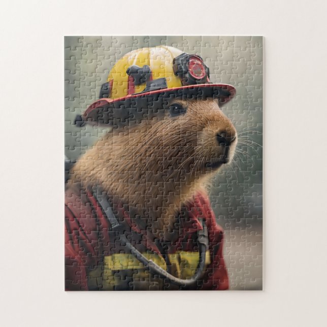 "Capybara to the Rescue: Firefighter Extraordinair Jigsaw Puzzle (Vertical)