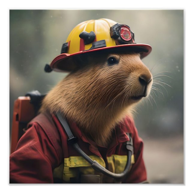 "Capybara to the Rescue: Firefighter Extraordinair Photo Print (Front)