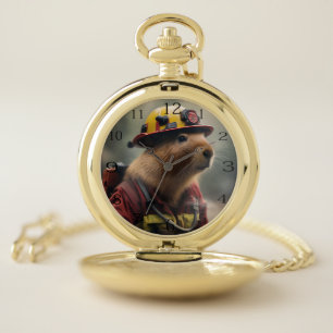 "Capybara to the Rescue: Firefighter Extraordinair Pocket Watch