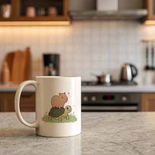 Capybara & Turtle Mug   Cute Animal Friendship 