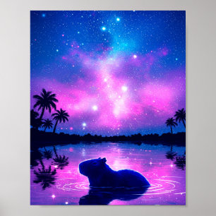 Capybara Under Cosmic Skies Poster