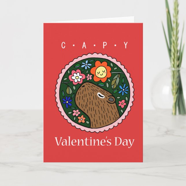 Capybara Valentine's Day Capybara lover I love you Card (Front)