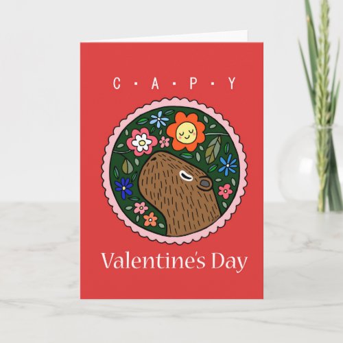 Capybara Valentines Day Capybara lover I love you Card
